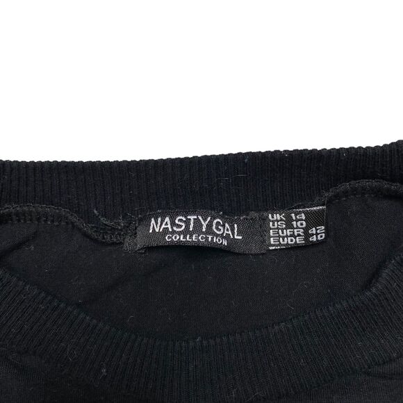 NASTY GAL Black Crew Neck Short Sleeve Oversized Heavyweight Tee 10 US / 14 UK - Picture 6 of 8